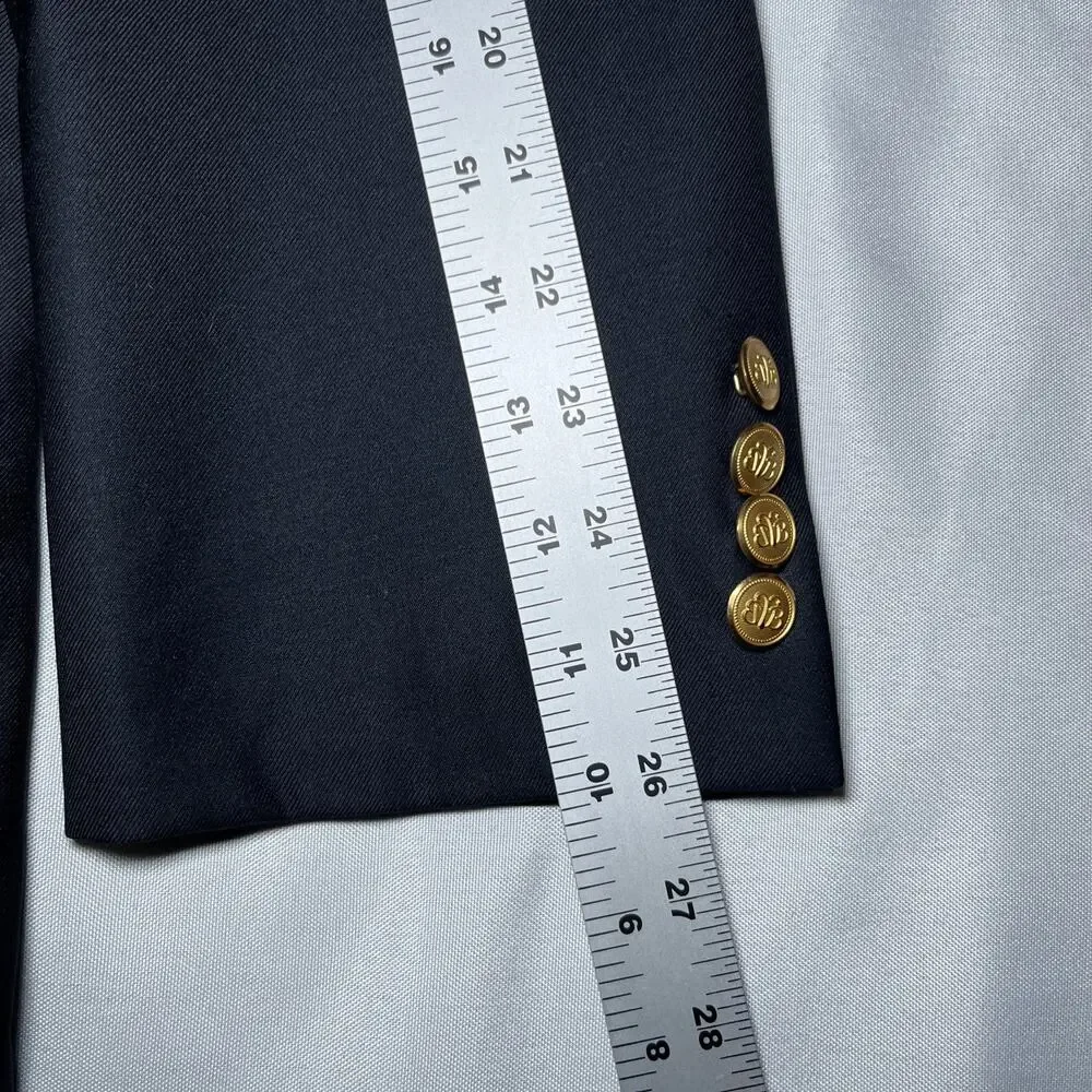 Brooks Brothers x Saxxon 42L Wool Blazer Suit Jacket Navy Gold Buttons USA Made